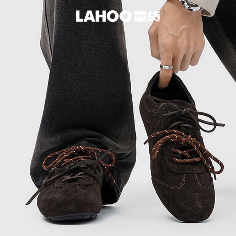 LAHOO量货 2026新款德训鞋男士训练鞋慢跑足球鞋系带男鞋运动板鞋