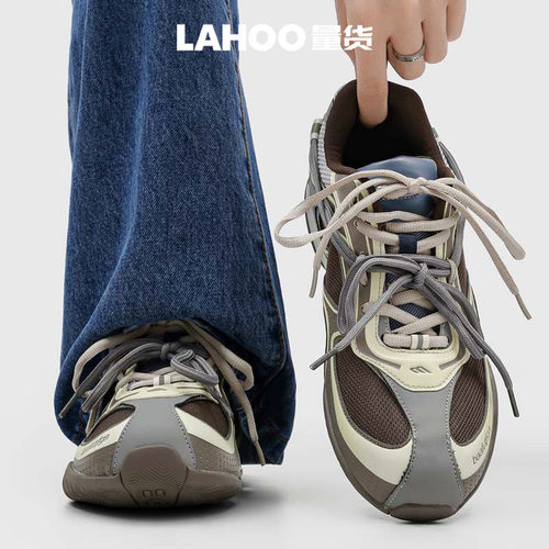 LAHOO量货 夏季新款透气网面赤足鞋男款休闲通勤德训鞋复古运动鞋