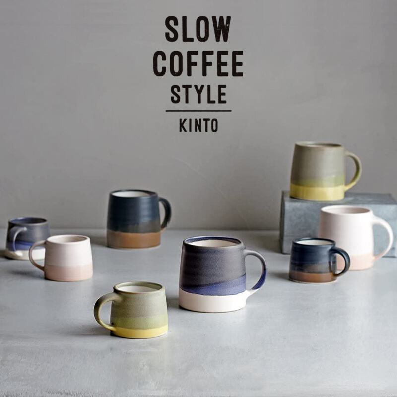 日本进口KINTO渐变色陶瓷杯匠人手工挂耳咖啡杯牛奶杯撞色水杯