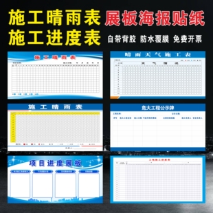 施工晴雨表工地现场天气记录表工程项目进度展板建筑工地施工进度表格危大工程告知牌工地安全标识牌墙贴挂画
