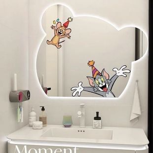 猫和老鼠卫生间防水贴纸墙贴自粘镜子玻璃贴画装饰可爱墙画装饰画