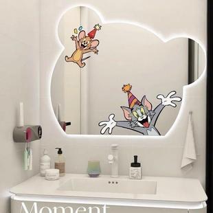 猫和老鼠卫生间防水贴纸墙贴自粘镜子玻璃贴画装饰可爱墙画装饰画