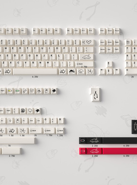 URE原创1%电量主题机械键盘键帽152键白色PBT热升华樱桃原厂高度