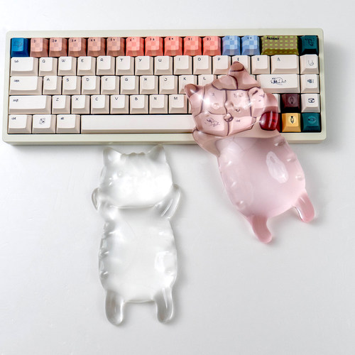 紫/绿/白/粉硅胶猫咪手托护腕托