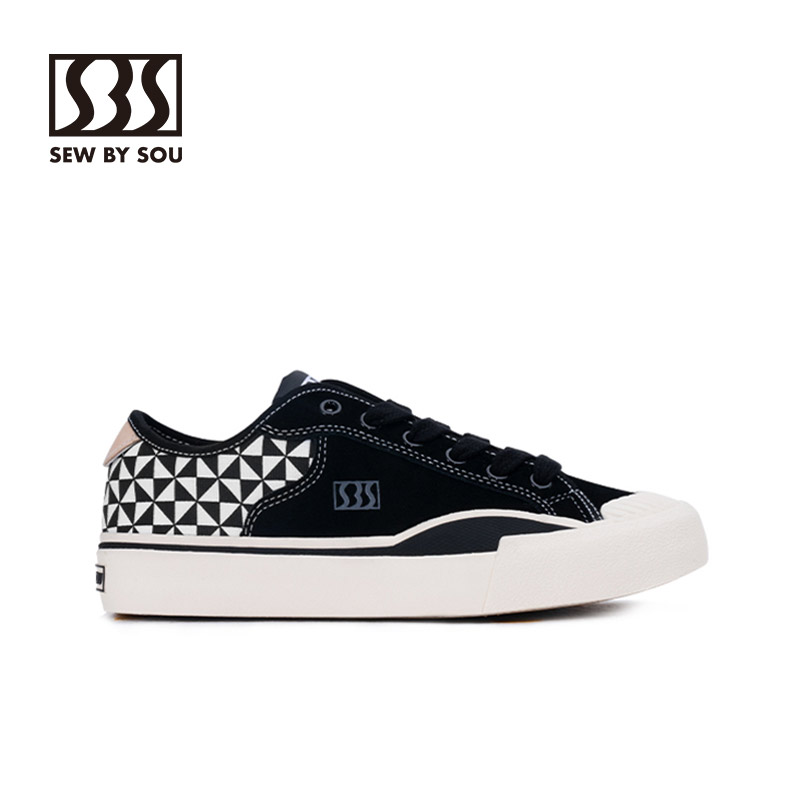 SEWBYSOU日系复古棋盘格帆布鞋