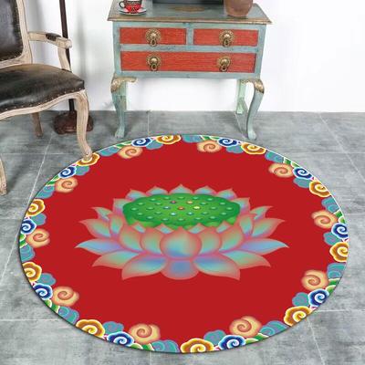 七彩莲花地毯地垫圆形打坐禅修垫家用佛堂跪拜毯仙家寺院可定制