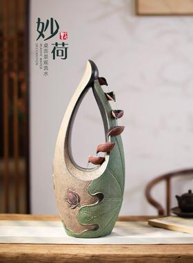家居客厅玄关茶室桌面流水摆件办公室创意水景招财摆设开业小礼品
