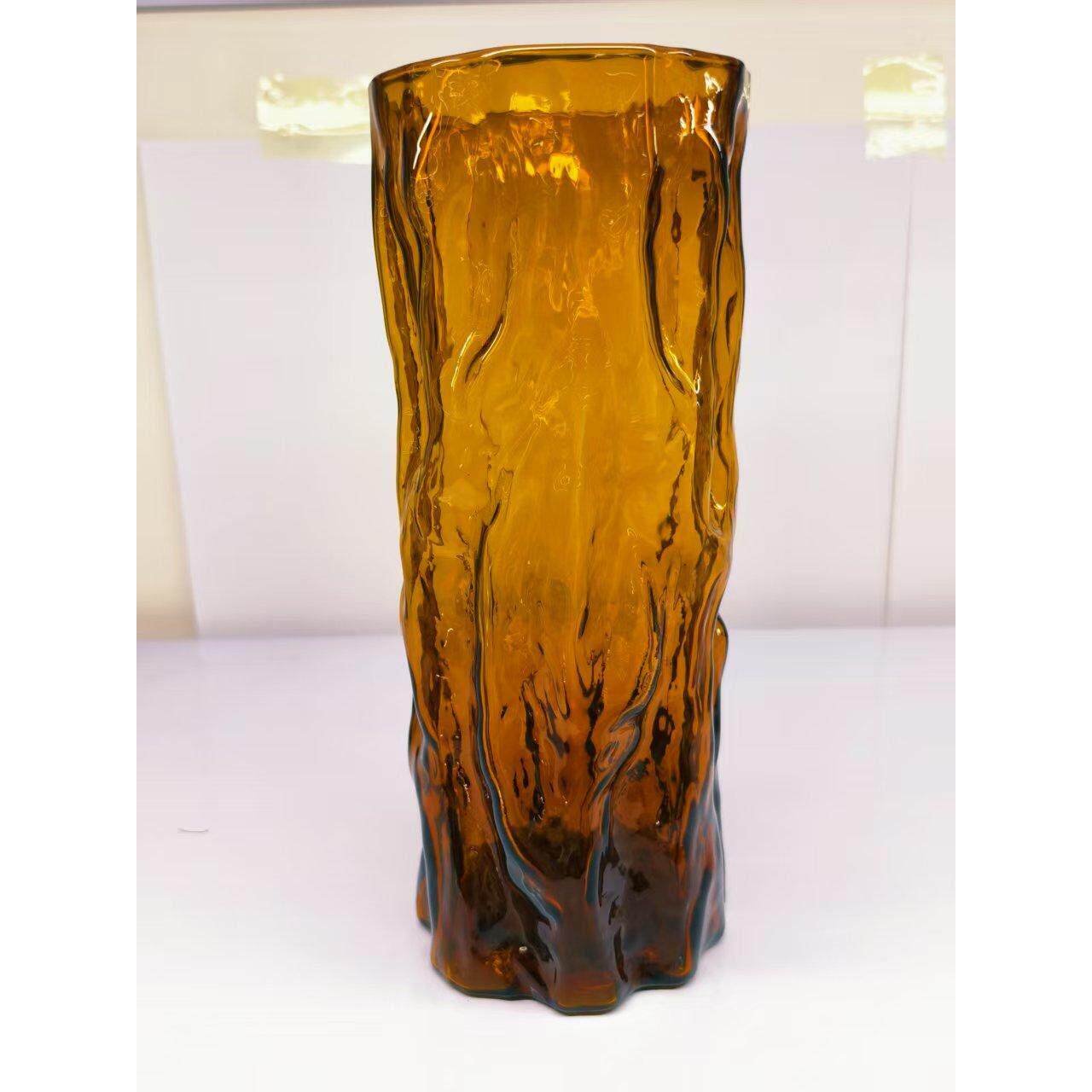 【韩国】ins款式高端网红无障碍奢华树皮花瓶玻璃琥珀插花玫瑰客