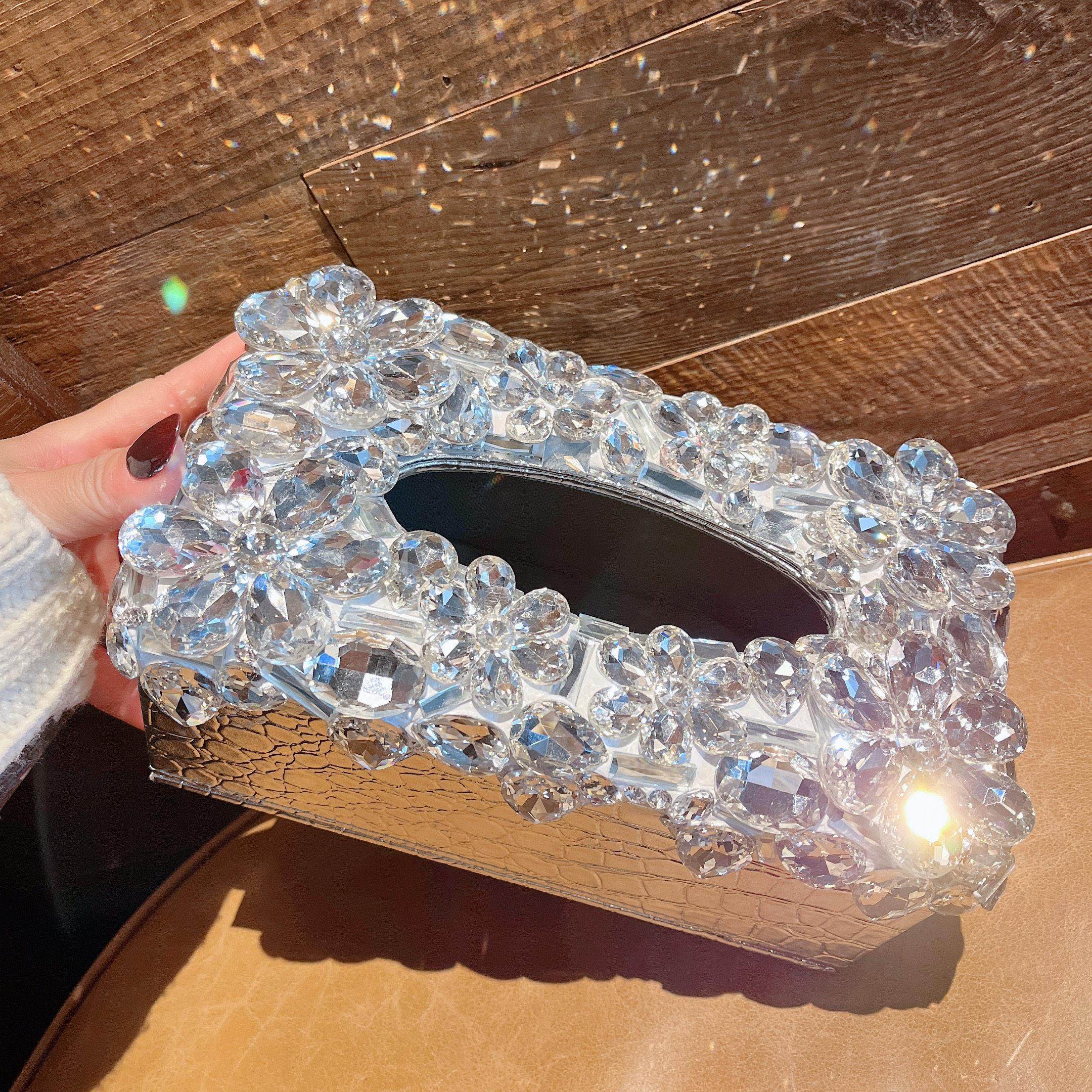 家用客厅创意纸巾盒轻奢镶钻桌面茶几抽纸收纳盒车载高颜值装饰品,收纳整理,纸巾盒,淘宝优惠券,粉丝福利购,淘宝优惠卷