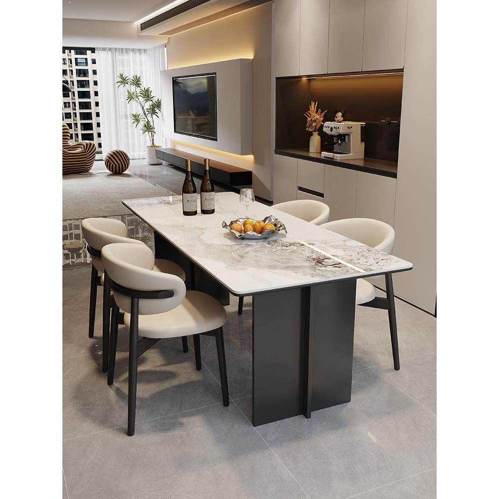 石板餐桌椅组合现代简约小公寓家用长方形2025新款铝合金餐桌,住宅家具,岩板餐桌,淘宝优惠券,粉丝福利购,淘宝优惠卷