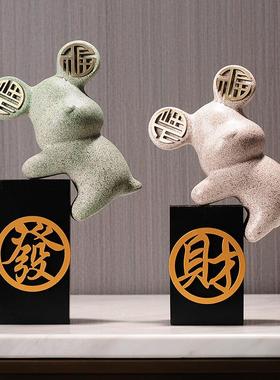 创意招财熊发财摆件客厅家居饰品店铺收银台开业礼物乔迁新居礼品