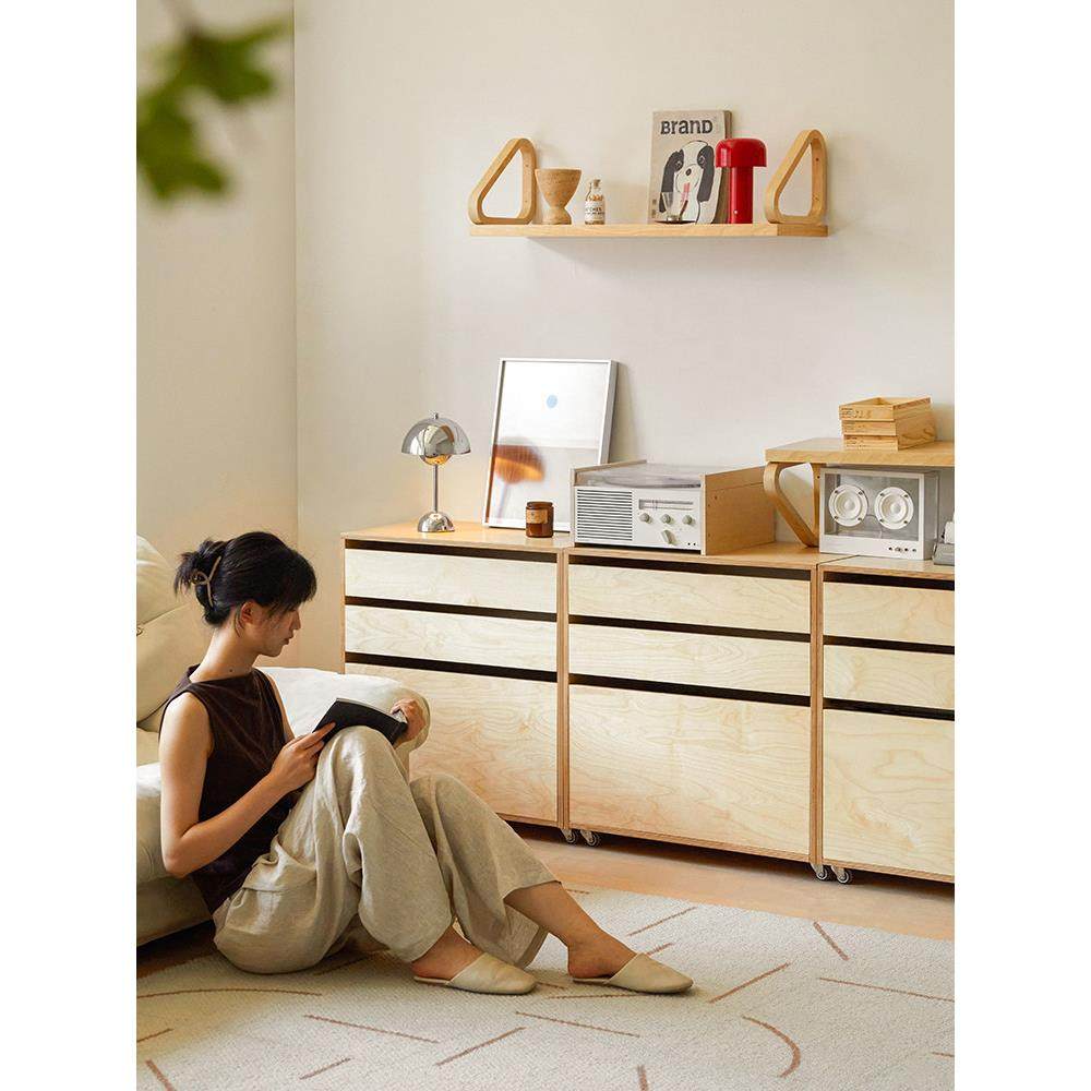 北欧简约桦木海洋板餐边柜家用小户型斗柜抽屉柜卧室边柜收纳柜子,住宅家具,斗柜,淘宝优惠券,粉丝福利购,淘宝优惠卷