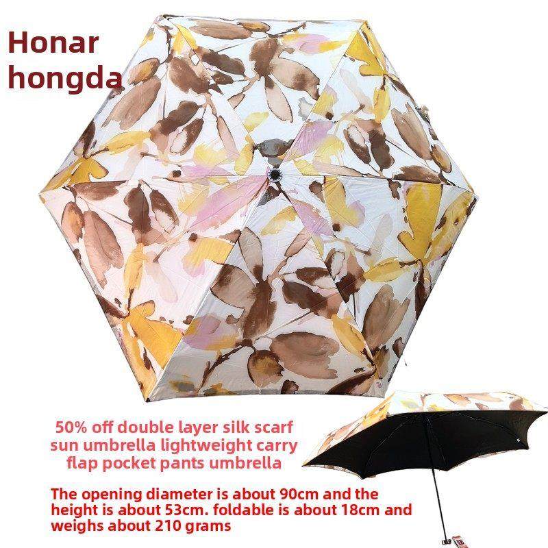 宏达加大袖珍双层五折伞防晒手机伞防紫外线遮阳伞口袋伞便携网纱,居家日用,伞,淘宝优惠券,粉丝福利购,淘宝优惠卷