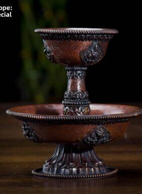 欧斯特 家用圣水杯 尼泊尔手工紫铜雕花八吉祥净水杯护杯法杯摆件