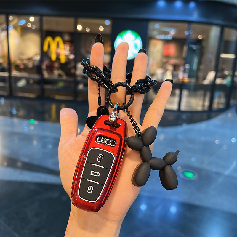 适用奥迪钥匙套新款A3L/A6L/A7q7a8q4etron简约轻奢女神扣高级