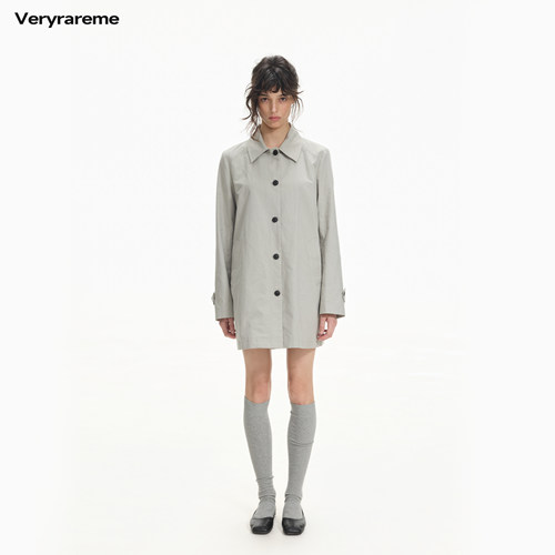 Veryrareme 翻领中长廓形单排扣风衣外套