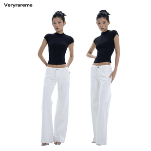 Veryrareme 低腰复古直筒白色牛仔裤