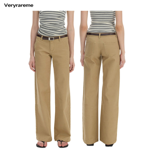 Veryrareme 卡其色低腰直筒牛仔裤