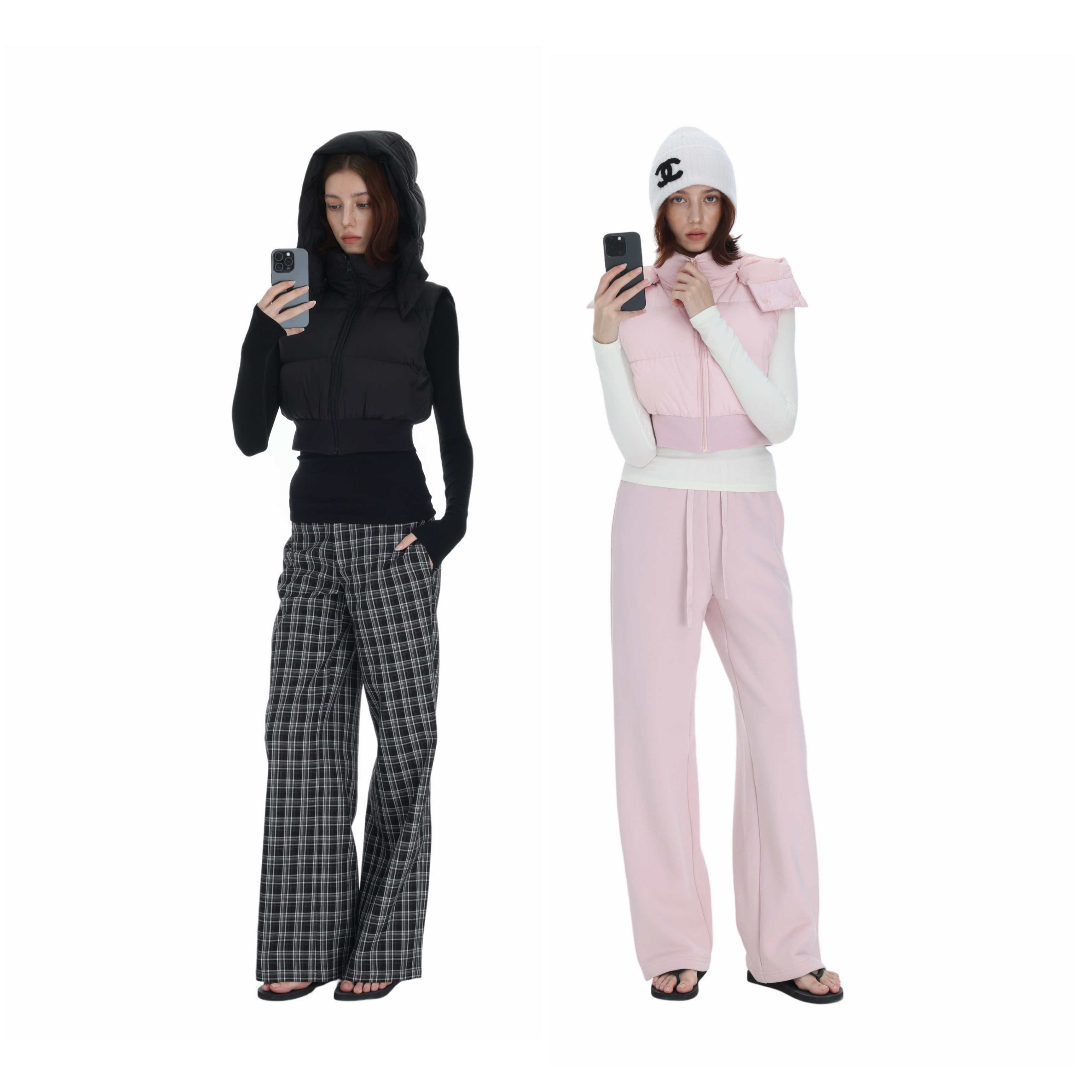 Veryrareme 90白鸭绒短款收腰可拆卸帽子羽绒马甲