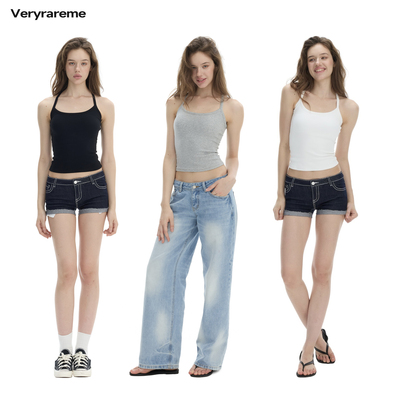 Veryrareme 自带胸垫螺纹弹力紧身吊带背心