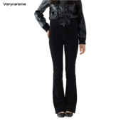Veryrareme高腰黑色微喇牛仔马蹄裤