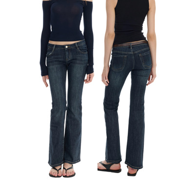 Veryrareme 蓝灰色低腰微喇高弹牛仔裤