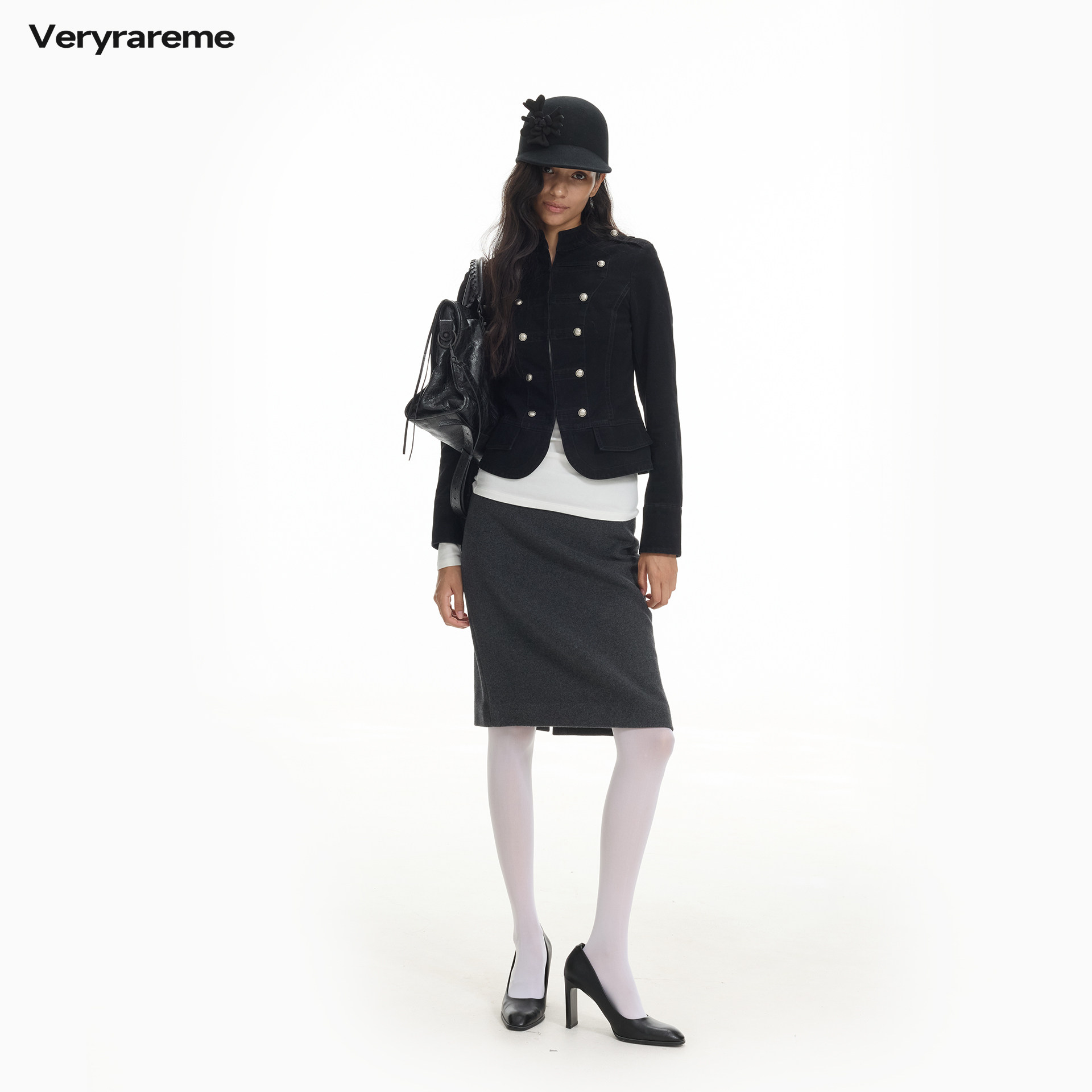 Veryrareme 拿破仑短夹克修身立领复古短外套女图片