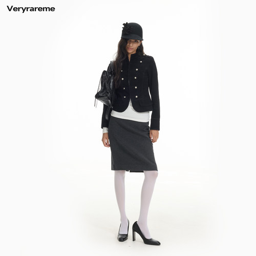 Veryrareme 拿破仑短夹克修身立领复古短外套女