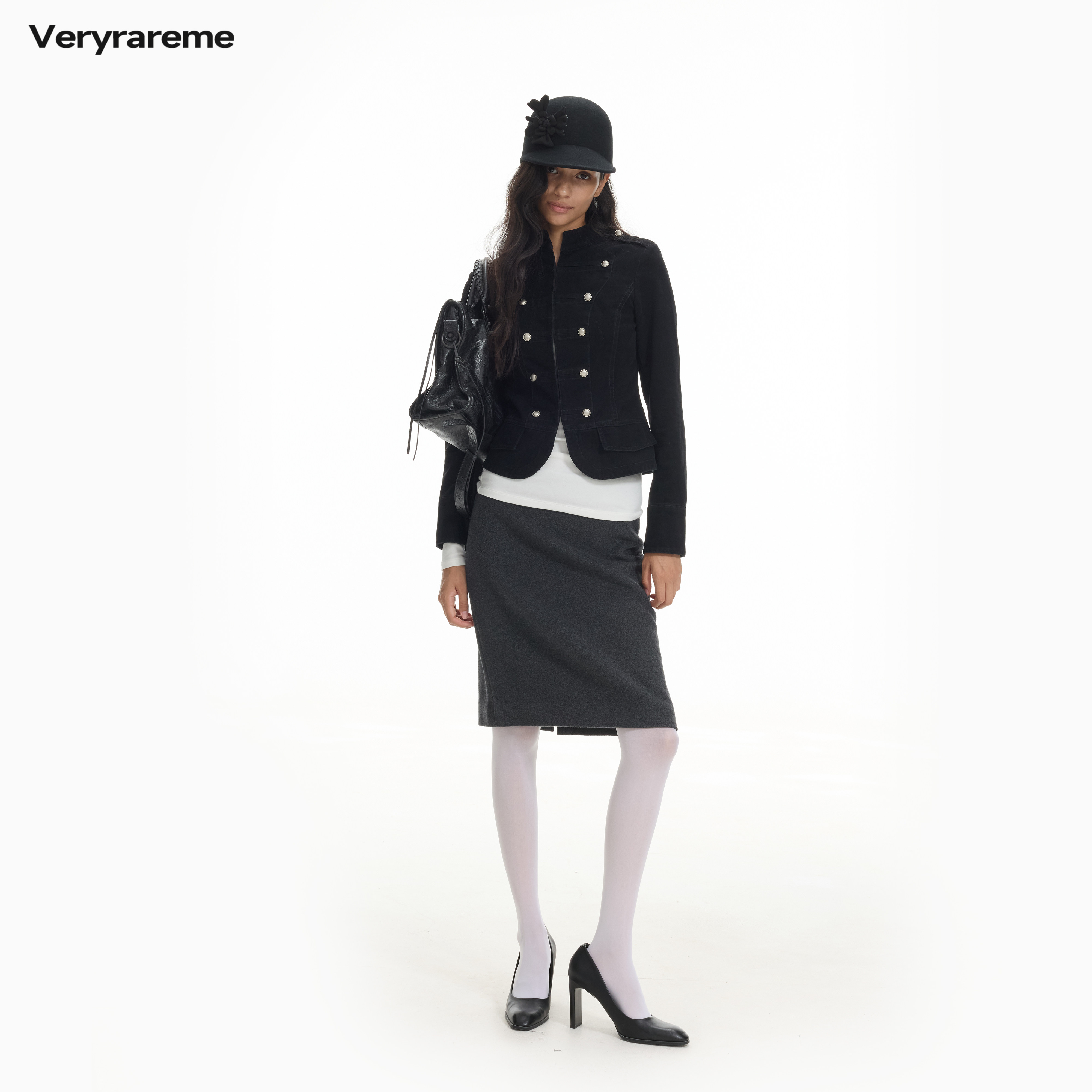 Veryrareme 拿破仑短夹克修身立领复古短外套女图片