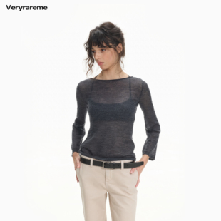 Veryrareme 马海毛微透喇叭袖上衣女长袖针织衫