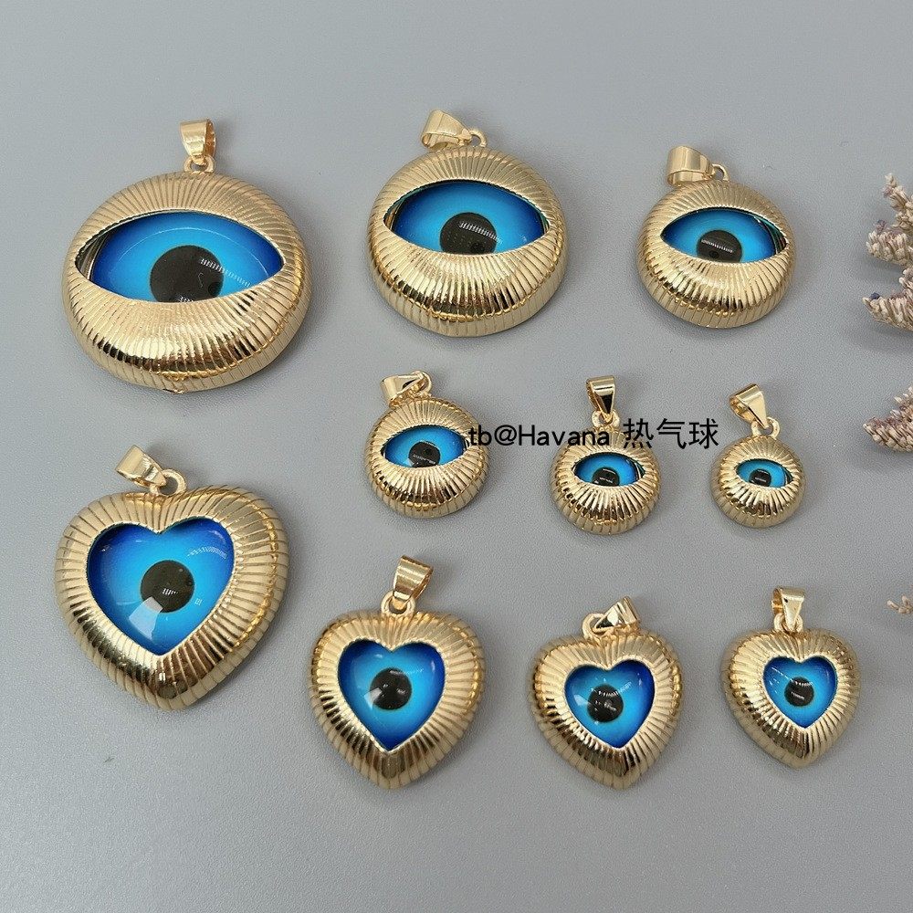 2个蓝眼睛吊坠配件 Evil Eye 条纹爱心恶魔之眼项坠配饰饰品,饰品/流行首饰/时尚饰品新,其他DIY饰品配件,淘宝优惠券,粉丝福利购,淘宝优惠卷