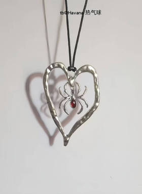 朋克嘻哈大号爱心蜘蛛项链