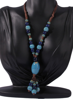 民族风陶瓷长款项链Necklace