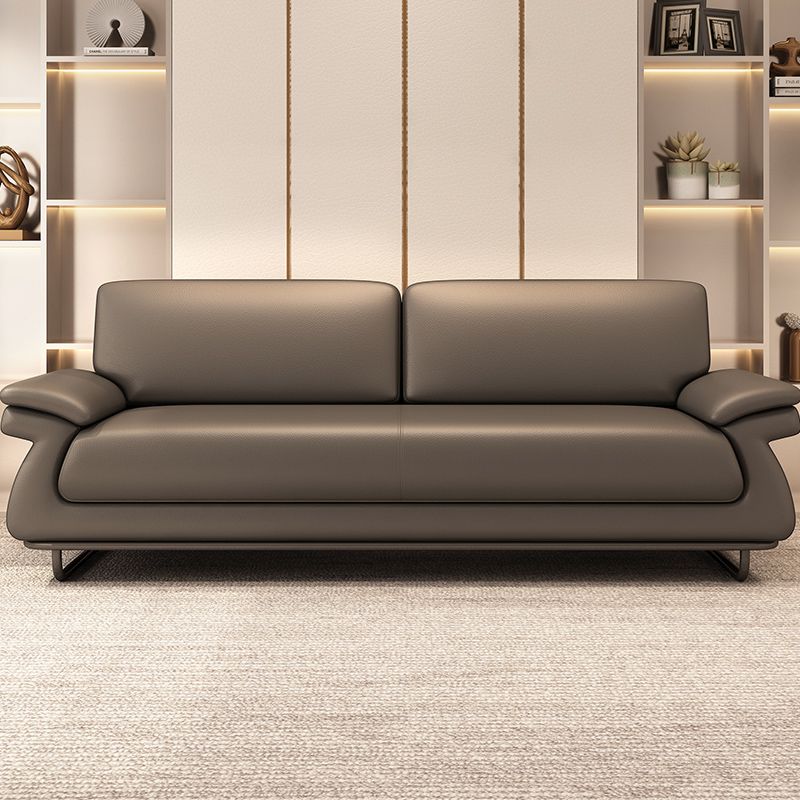 办公室真皮沙发现代简约会客商务接待室洽谈三人位茶几组合套