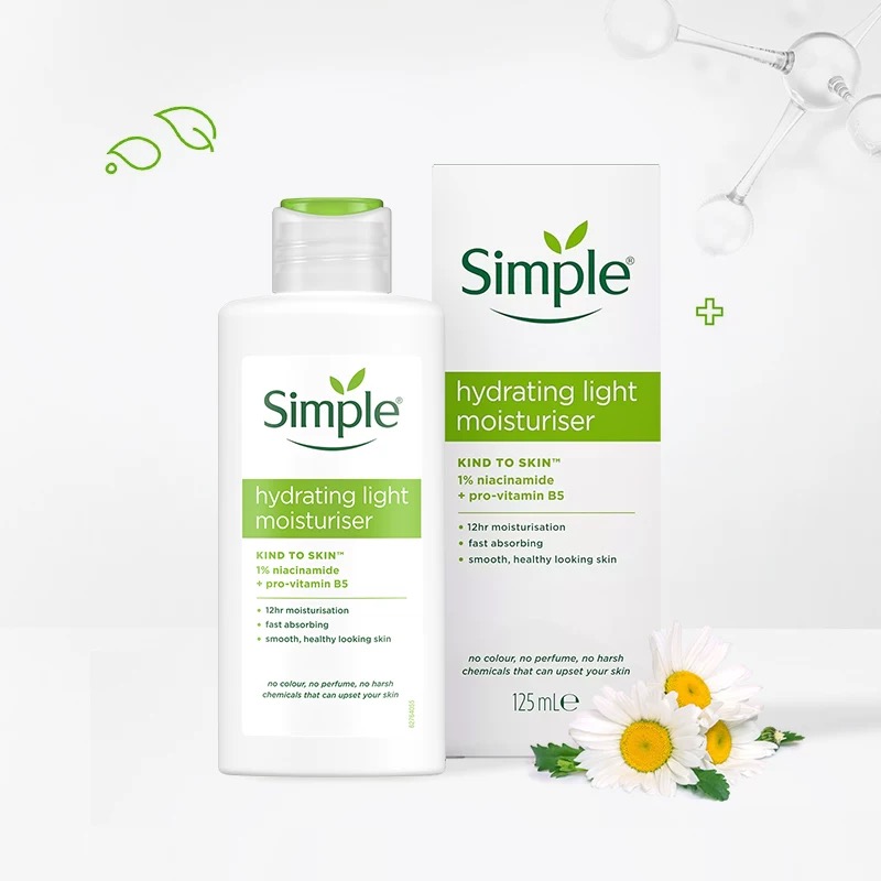 英国simple清妍保湿乳液敏感肌维他高125ml无香无色素
