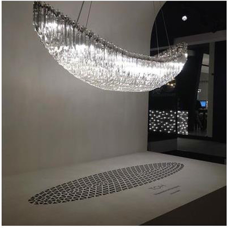 2023新款弯月餐厅吊灯客厅主灯水晶灯具现代简约吧台岛台家用灯饰