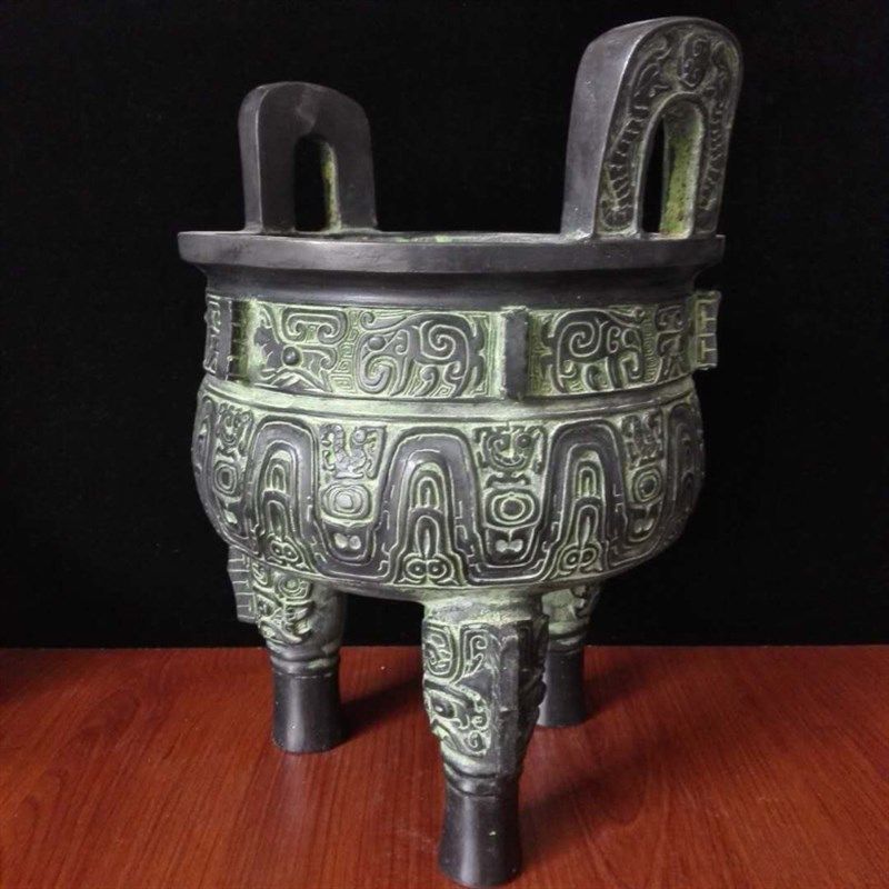 仿古青铜器摆件大l旺鼎盛鼎客厅店铺风水古玩装旧克财家居做饰礼