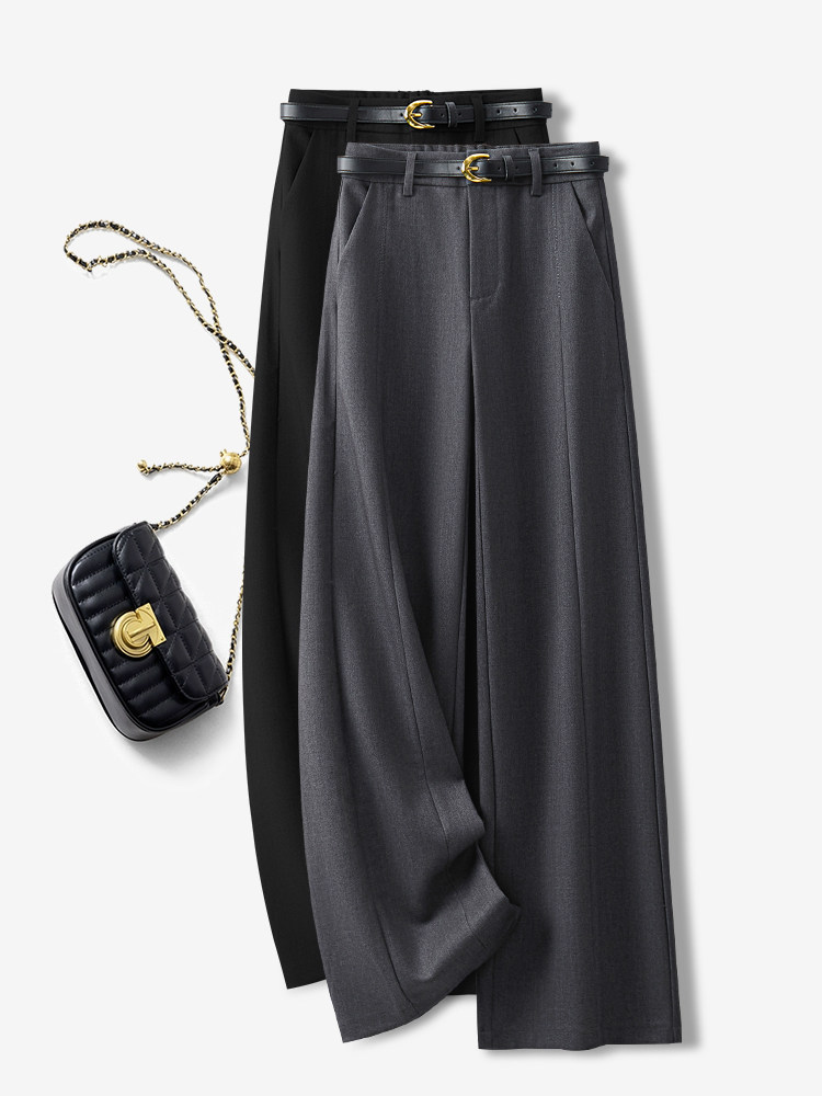 高级感灰色西装阔腿裤女春秋季2025新款毛呢垂感巨好看拖地直筒裤,女装/女士精品,休闲裤,淘宝优惠券,粉丝福利购,淘宝优惠卷