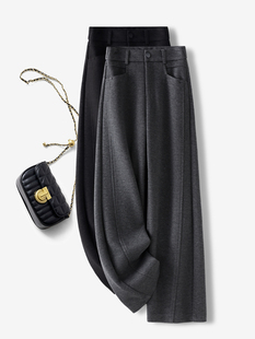 毛呢显瘦宽松软糯垂感直筒裤 高级感灰色羊绒阔腿裤 女2025秋冬新款