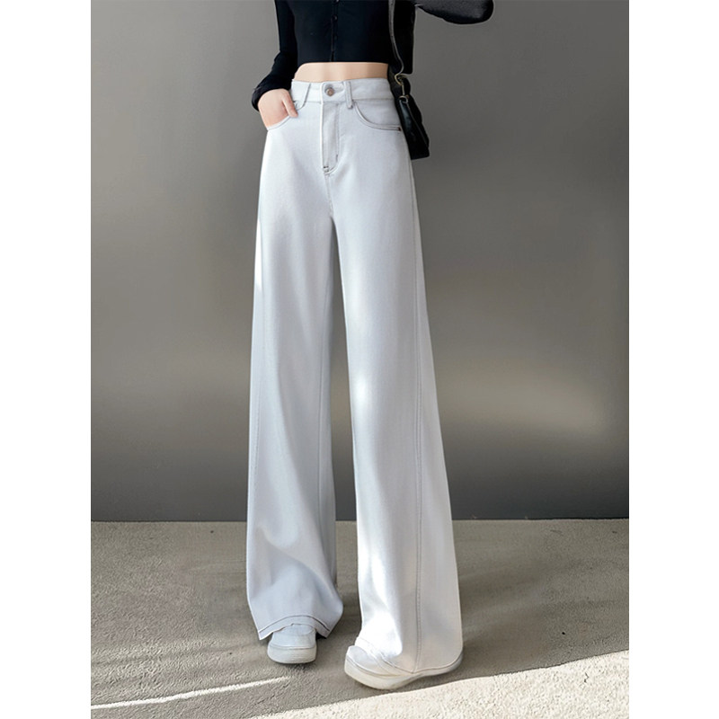 高级感白色阔腿牛仔裤女夏季2025新款拖地裤宽松bf慵懒风直筒裤子,女装/女士精品,牛仔裤,淘宝优惠券,粉丝福利购,淘宝优惠卷