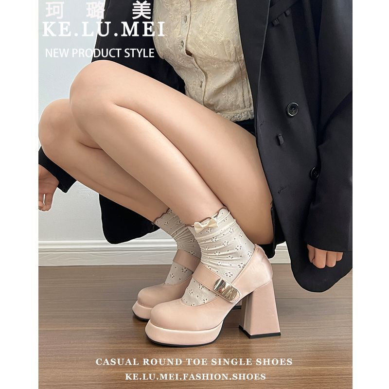 白色小个子气质高跟鞋女2025新款夏季小众百搭粗跟法式玛丽珍单鞋