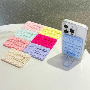 方形粘贴式硅胶吸盘手机支架背贴桌面横竖墙面玻璃自拍直播固定器