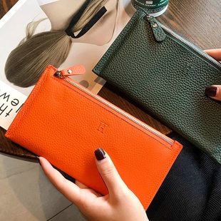 真软皮钱包女长款2026新款小众设计感简约钱夹超薄款小巧ins时尚
