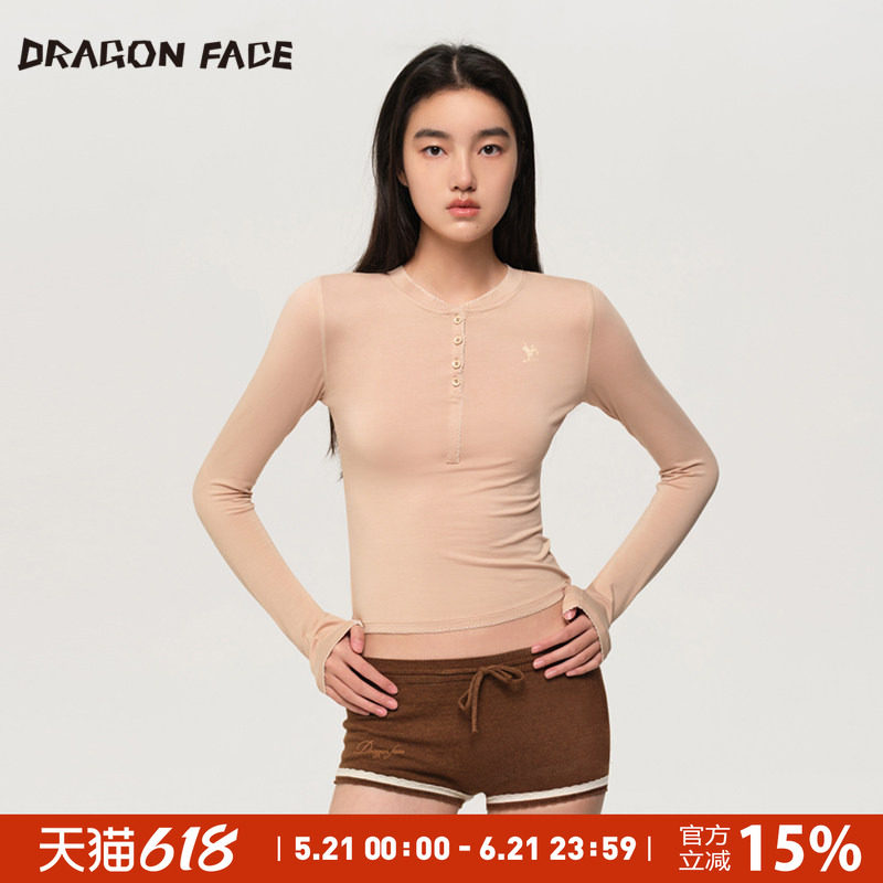 【明星同款】龙脸 DRAGON FACE花边亨利领上衣紧身衣
