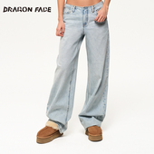 无腰头低腰水洗牛仔裤 FACE 明星同款 龙脸DRAGON