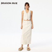 何超莲同款 龙脸DRAGONFACE海盗系列牛仔马甲牛仔半裙