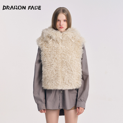 【明星同款】龙脸 DRAGON FACE维京人毛绒马甲 连帽外套