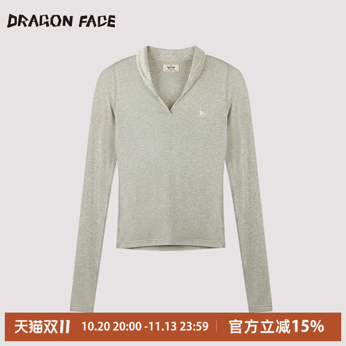 【明星同款】龙脸DRAGON FACE 修身花边半开领衬衫