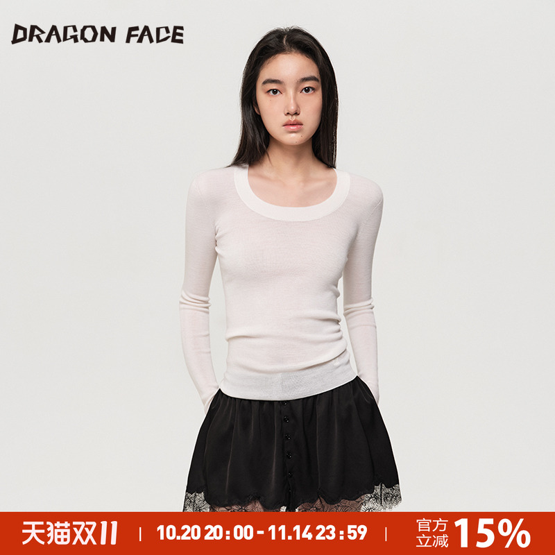 【明星同款】龙脸 DRAGON FACE 柔肤针织羊毛U领上衣 羊毛衫