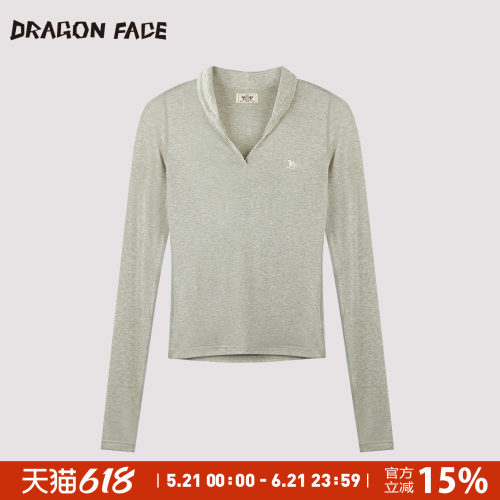 【明星同款】龙脸DRAGON FACE 修身花边半开领衬衫